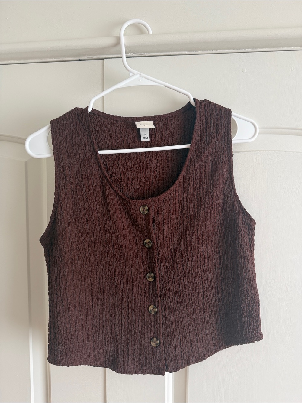 A New Day Brown Button Down Tank Top Size S